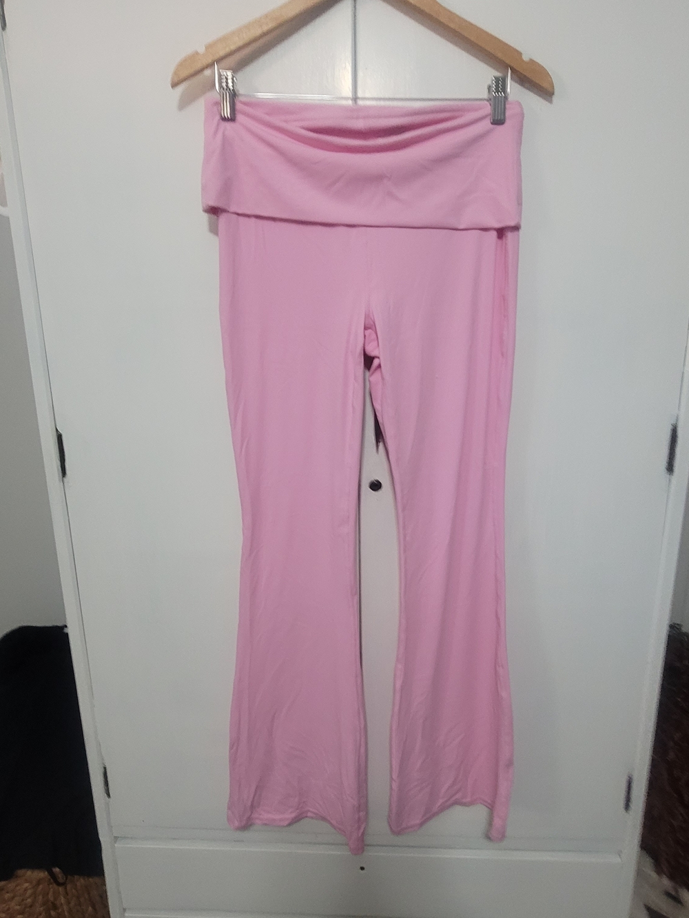 JoyLab Pink Fold-Over Waist Flare Yoga Pants